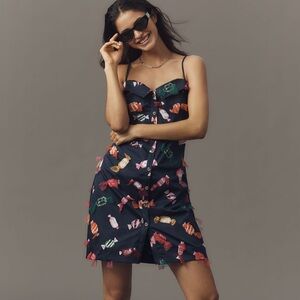 Anthropologie Maeve Printed Buttondown Mini Dress